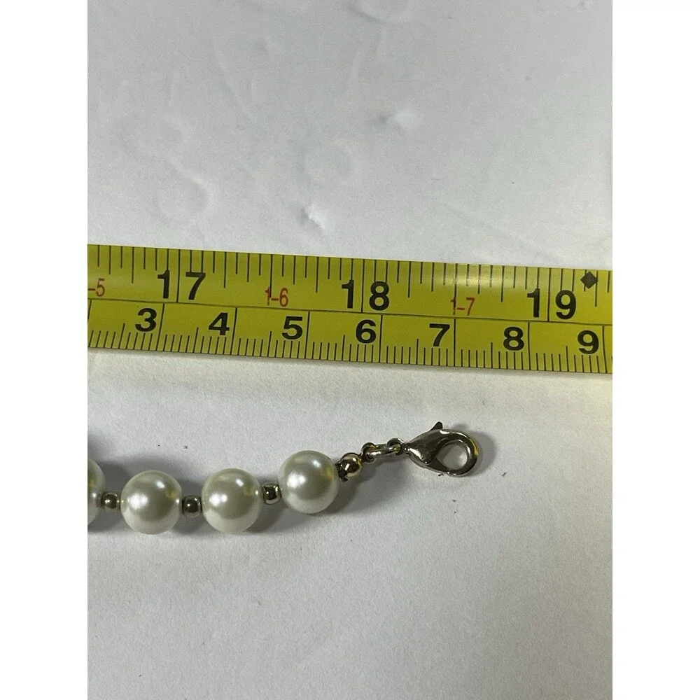 Vintage Style Faux Pearl & Gold Tone Bead Chunky Statement Necklace 18